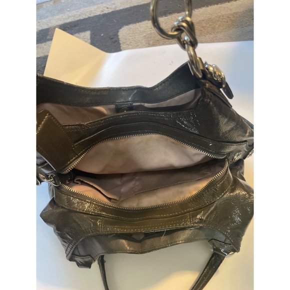 Coach Black patent Leather Handbags with Three Compartments /Pleated Front/Silve - Picture 13 of 13